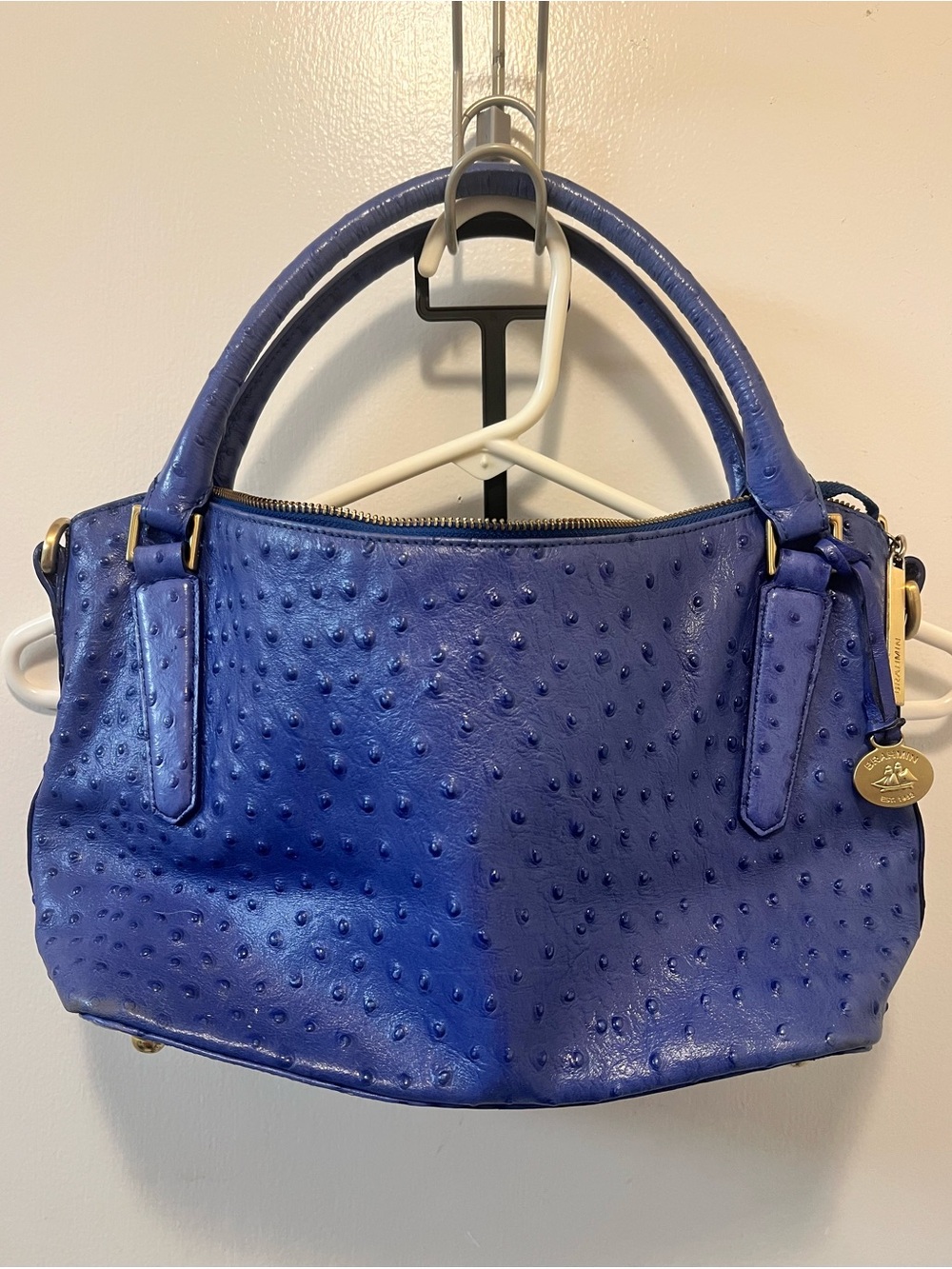 Brahmin Cobalt Textured Dome Satchel